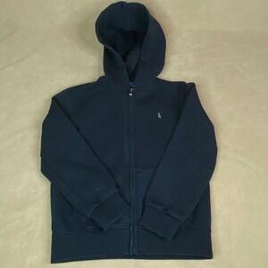 Kids Polo Ralph Lauren Black Zip Up Hoodie Jacket Sweatshirt Size 7 GUC *FLAW